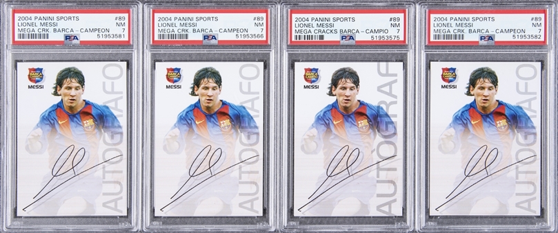 2004 Panini Sports Megacracks Barca-Campeon  #89 Lionel Messi Rookie Card PSA NM 7 Collection (4)